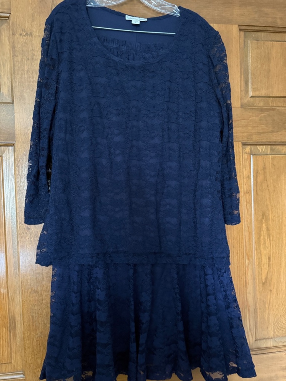 Coldwater Creek Navy Blue Long Sleeve Lace Dress
